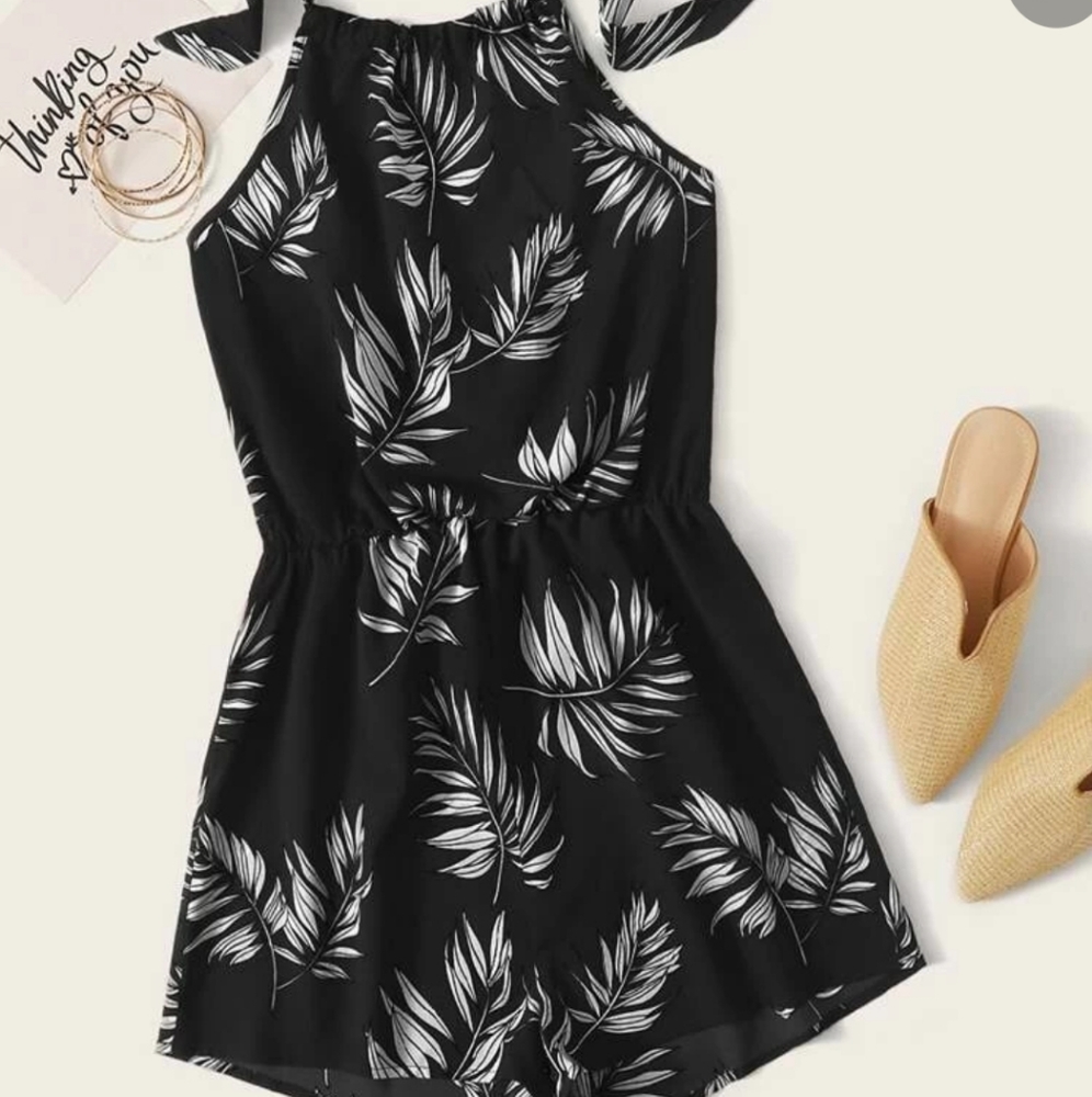 New - Navy Blue Halter top Romper